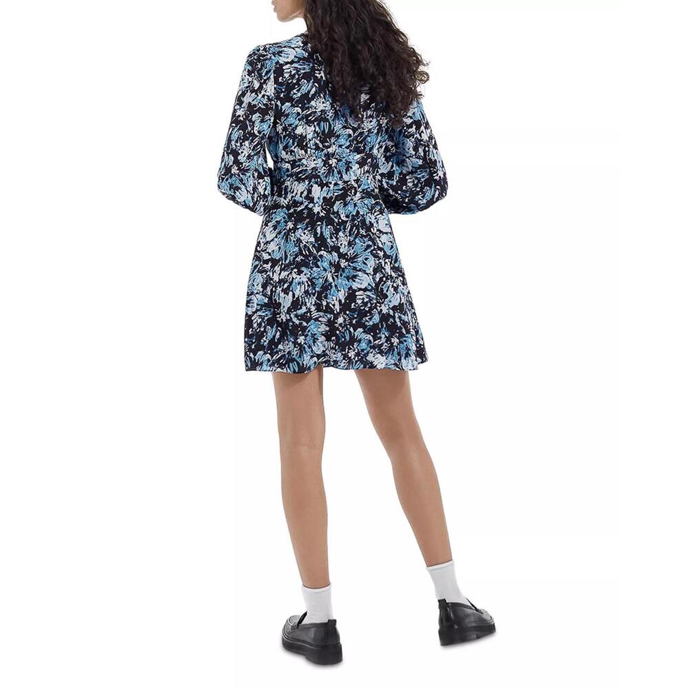 The Kooples Firework Silk Mini Dress Size 1 (US S) Blue Black Floral NWT - Picture 2 of 8